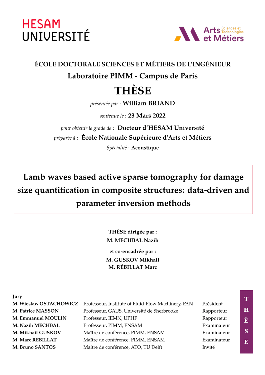 Pdf Lamb Waves Based Active Sparse Tomography For Damage Size Quantification In Composite Structures Data Driven And Parameter Inversion Methods