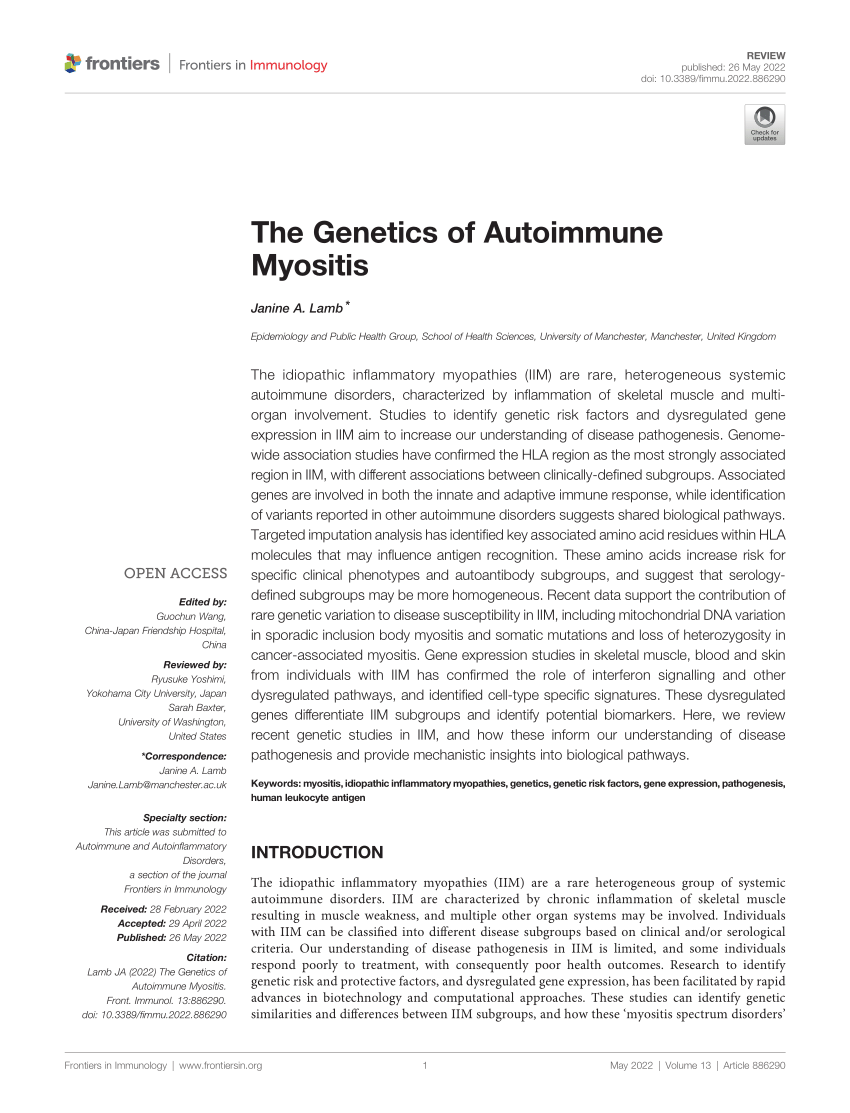 PDF) The Genetics of Autoimmune Myositis