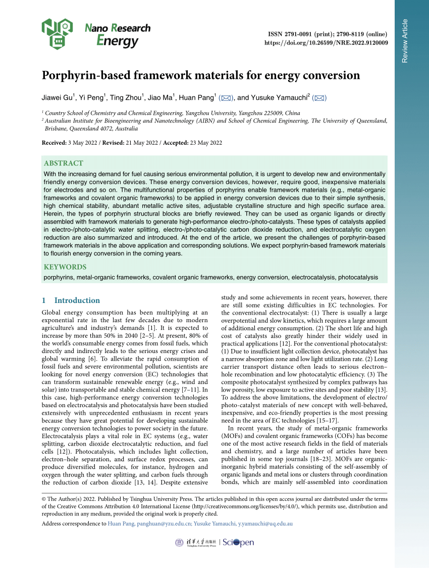 PDF) Porphyrin-based Framework Materials for Energy Conversion