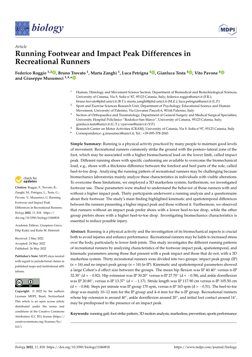 PDF) Running Footwear and Impact Peak Differences in Recreational Runners