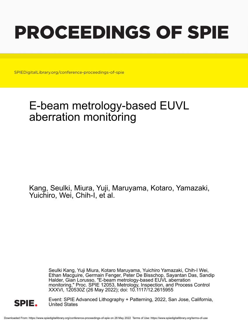 PDF E beam metrology based EUVL aberration monitoring