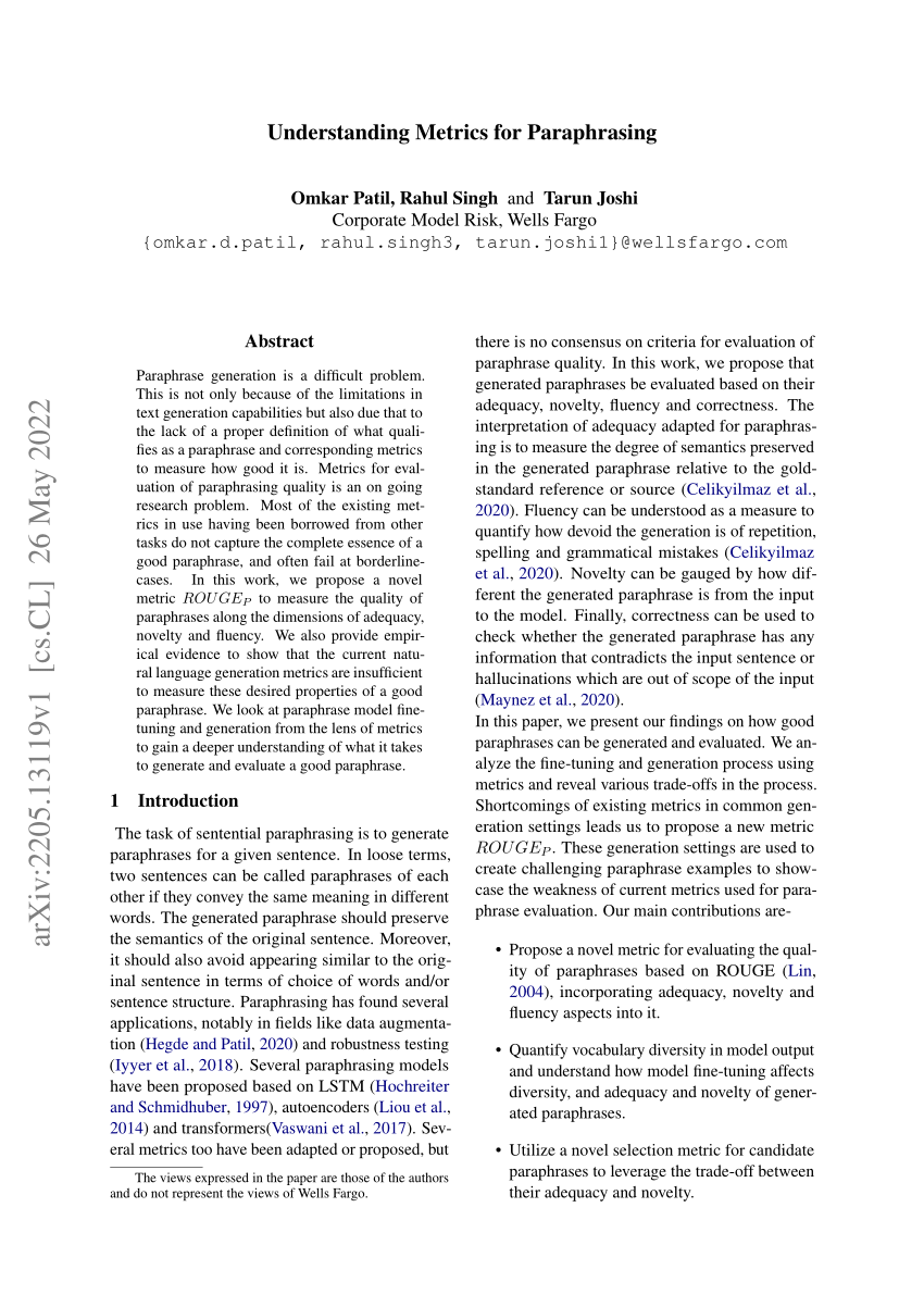 automatic evaluation metric for paraphrasing