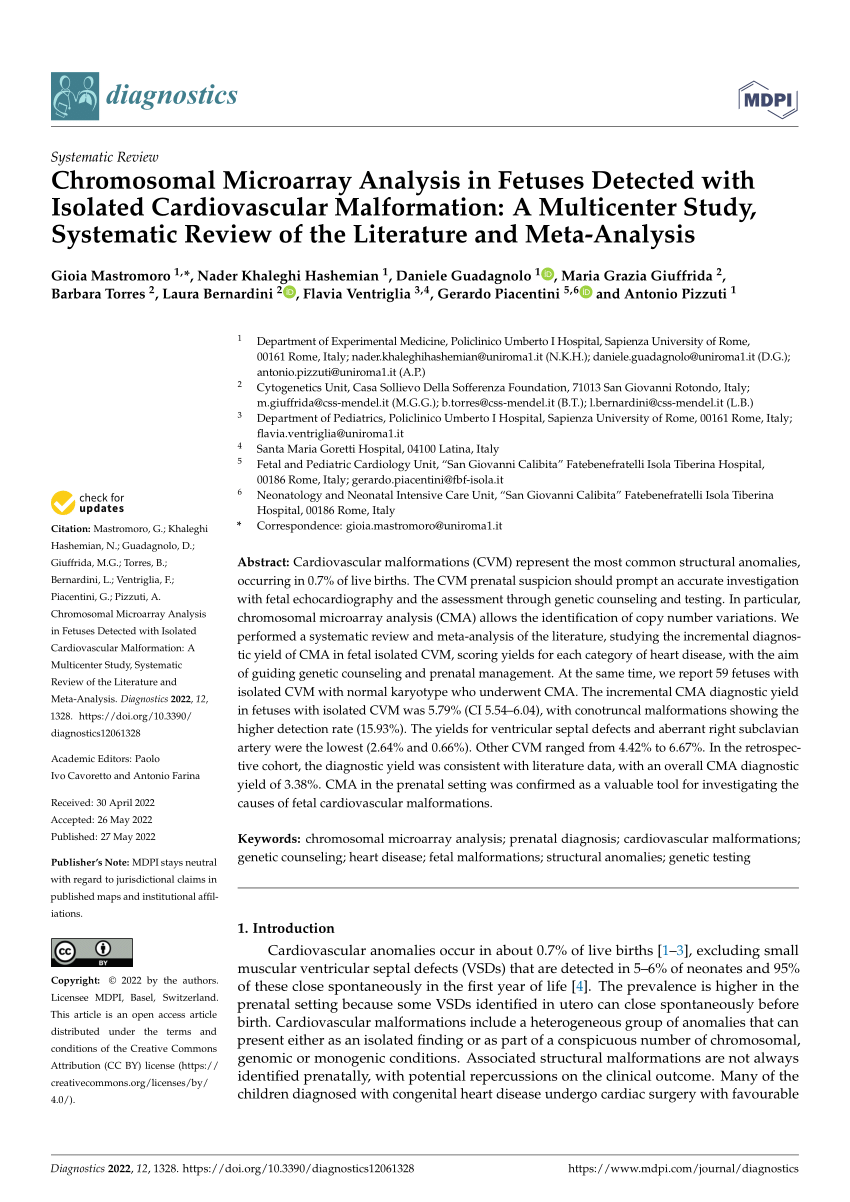 PDF Chromosomal Microarray Analysis in Fetuses Detected with  