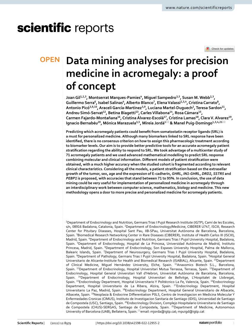 Data mining analyses for precision medicine in acromegaly: a proof