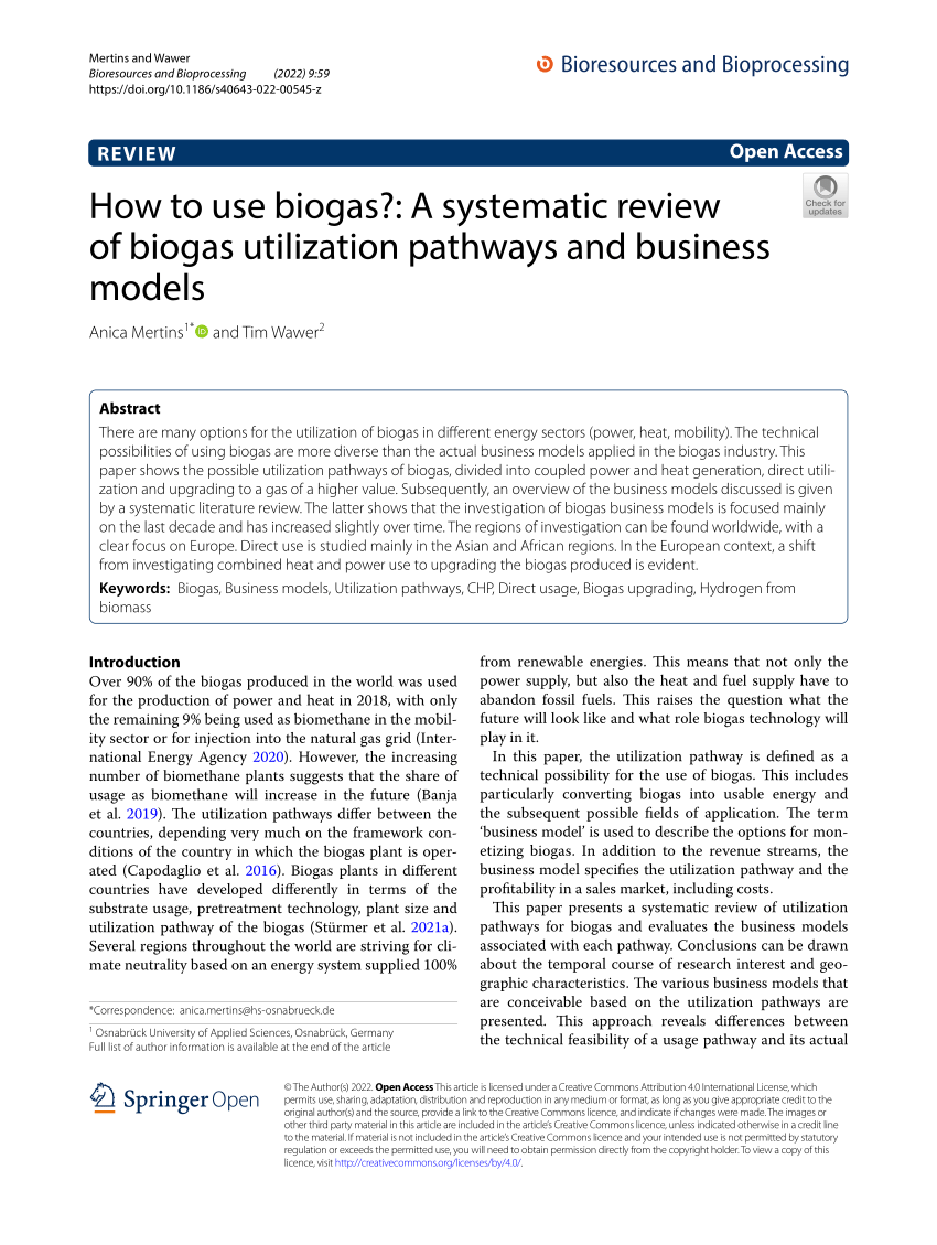 biogas literature review