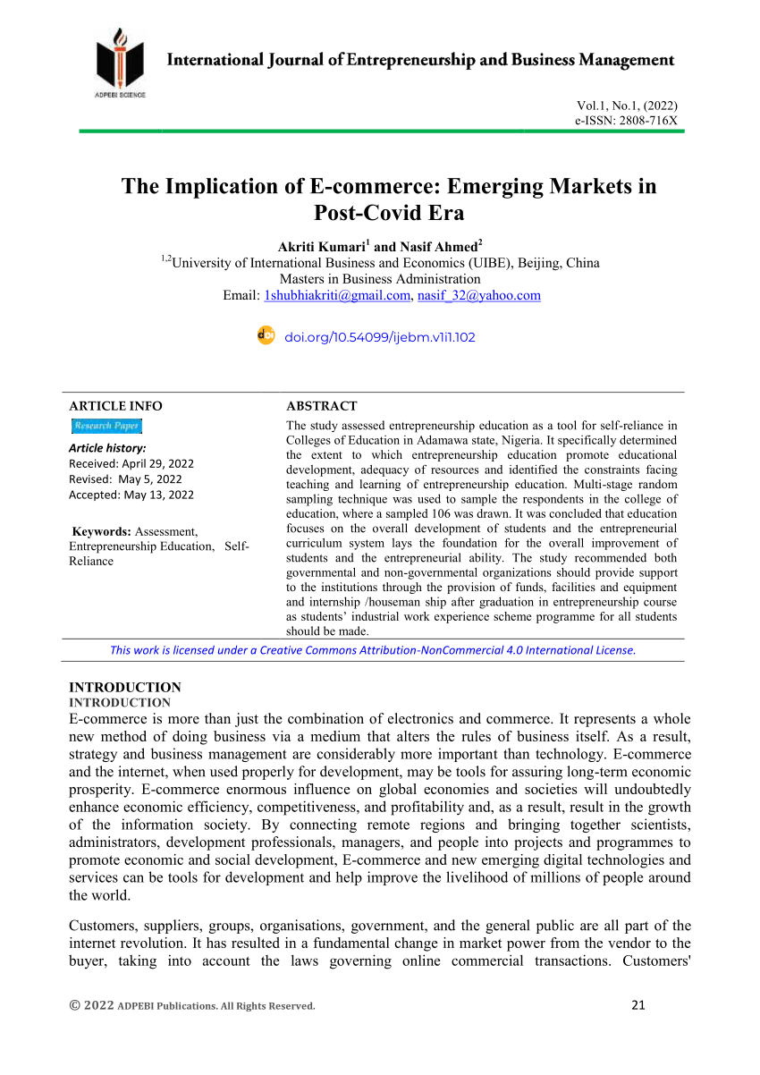 literature review on impact of e commerce on emerging markets