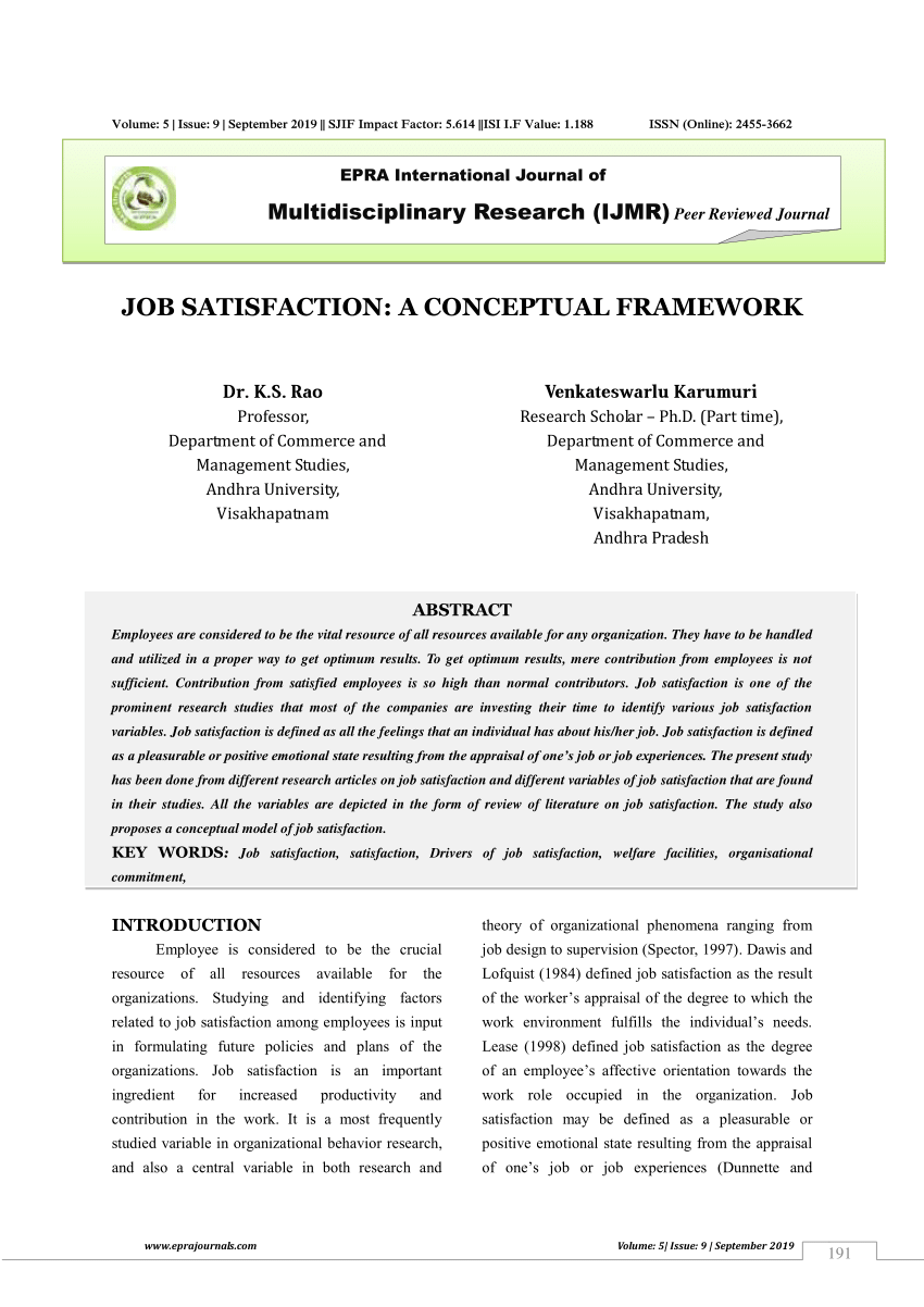 research studies related to job satisfaction