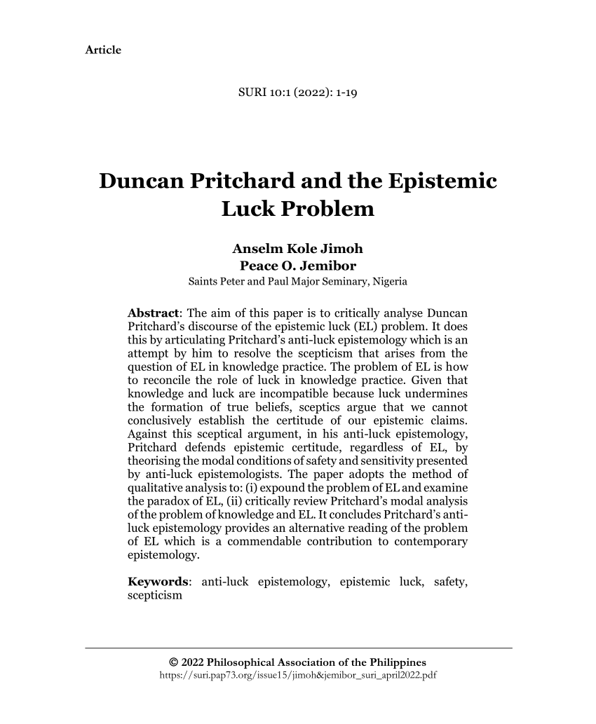 pdf-duncan-pritchard-and-the-epistemic-luck-problem