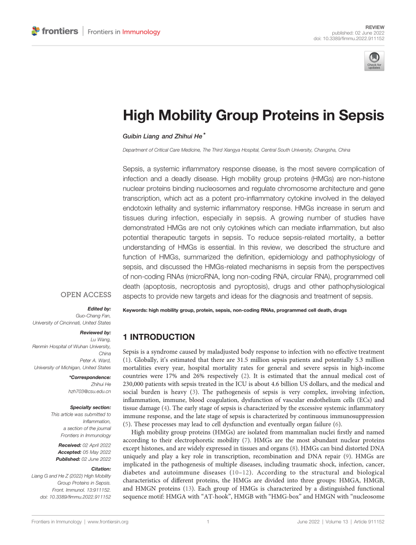(PDF) High Mobility Group Proteins in Sepsis