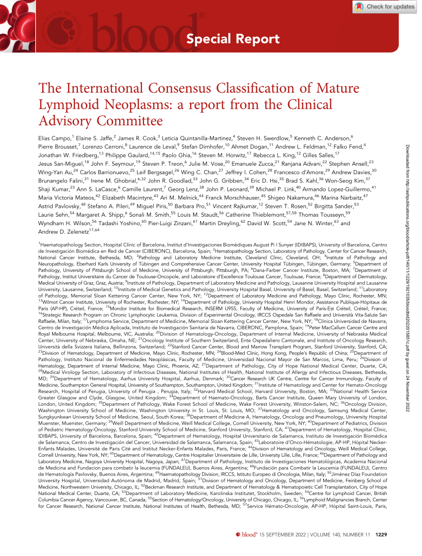 Pdf The International Consensus Classification Of Mature Lymphoid Neoplasms A Report From The 