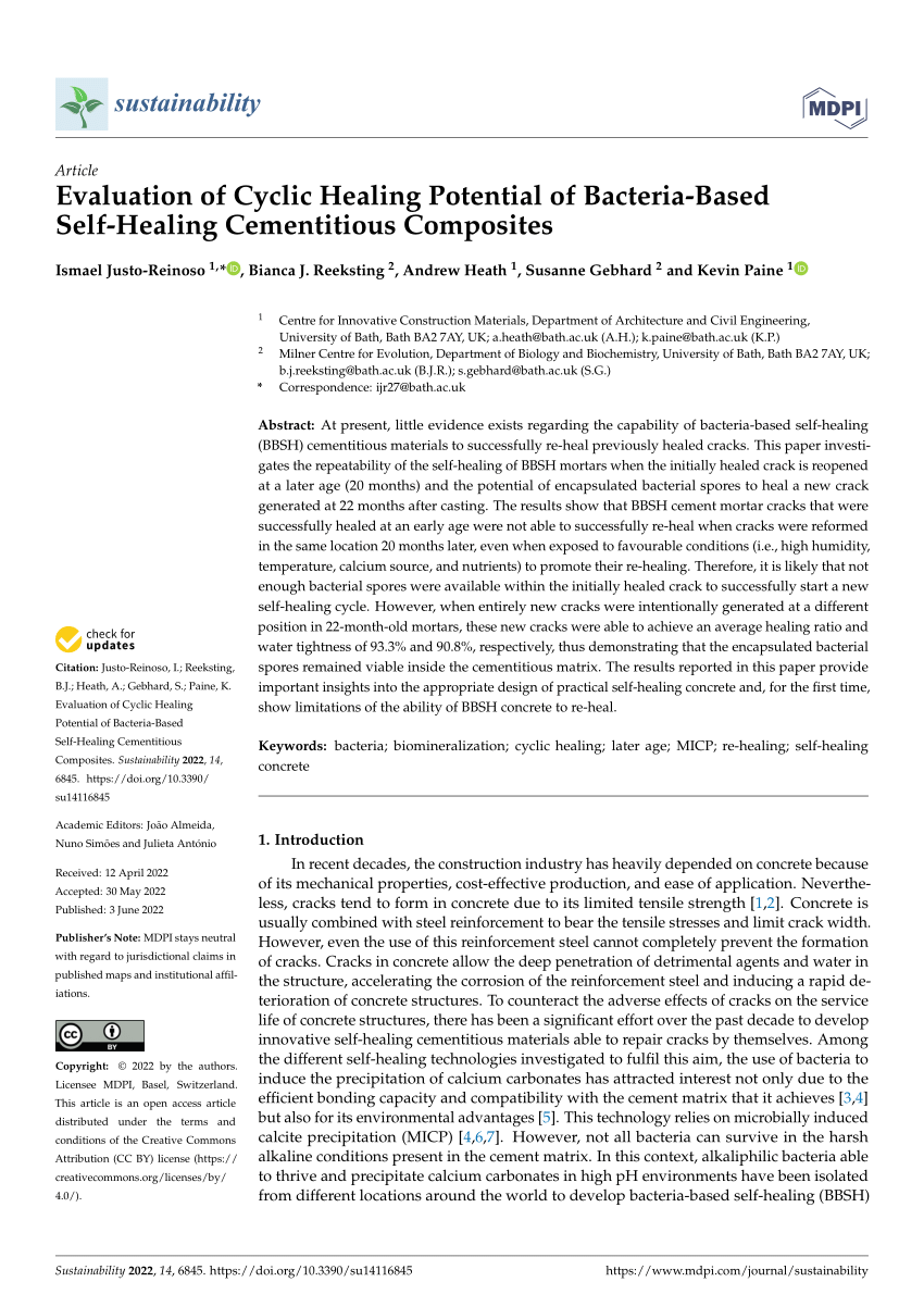 Pdf Evaluation Of Cyclic Healing Potential Of Bacteria Based Self Healing Cementitious Composites