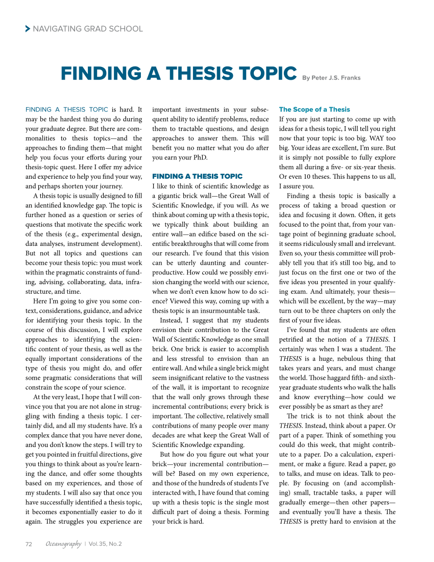 finding thesis topic
