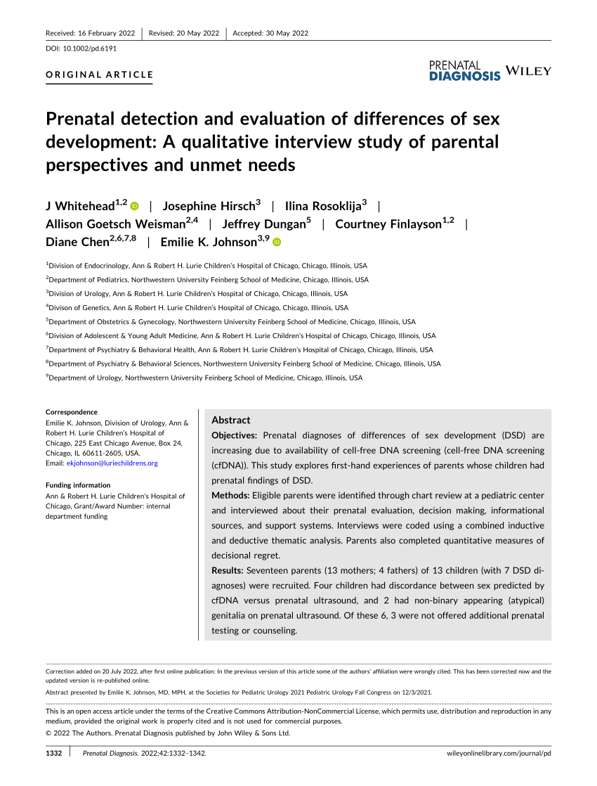 Pdf Prenatal Detection And Evaluation Of Differences Of Sex Development A Qualitative