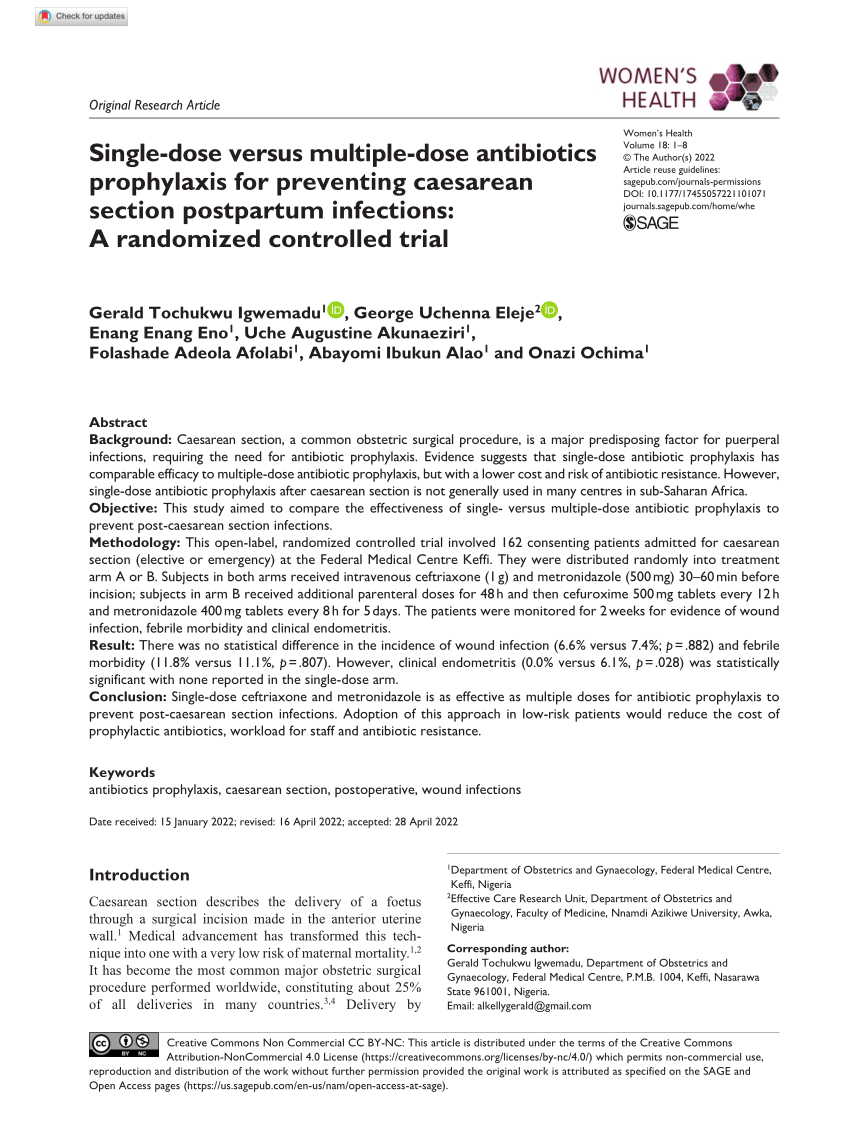 Pdf Single Dose Versus Multiple Dose Antibiotics Prophylaxis For Preventing Caesarean Section 5535