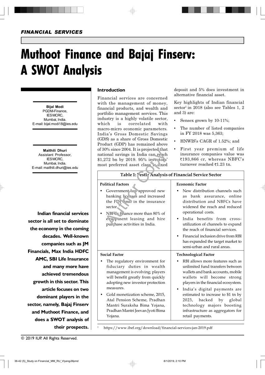 Pdf Muthoot Finance And Bajaj Finserv Swot Analysis 0732