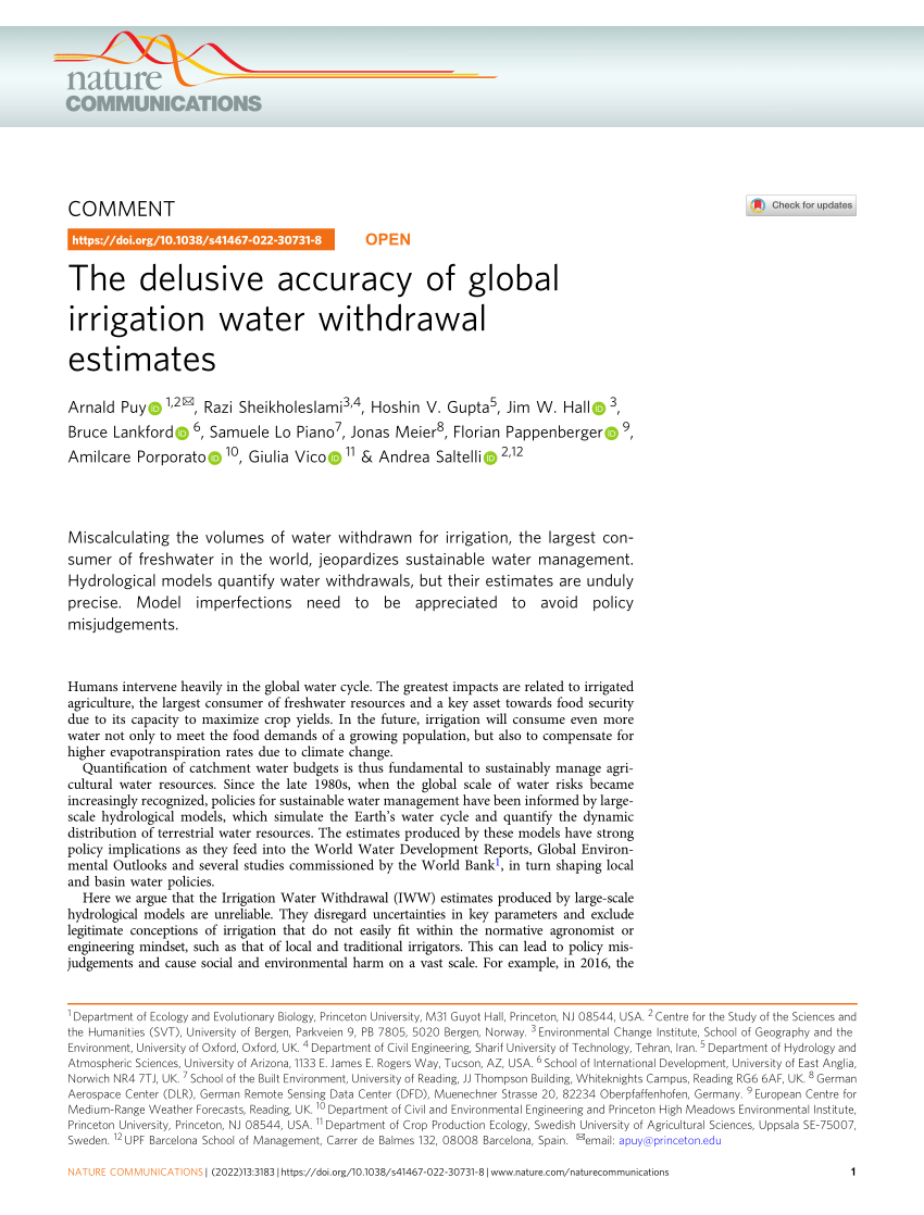The delusive accuracy of global irrigation water withdrawal estimates