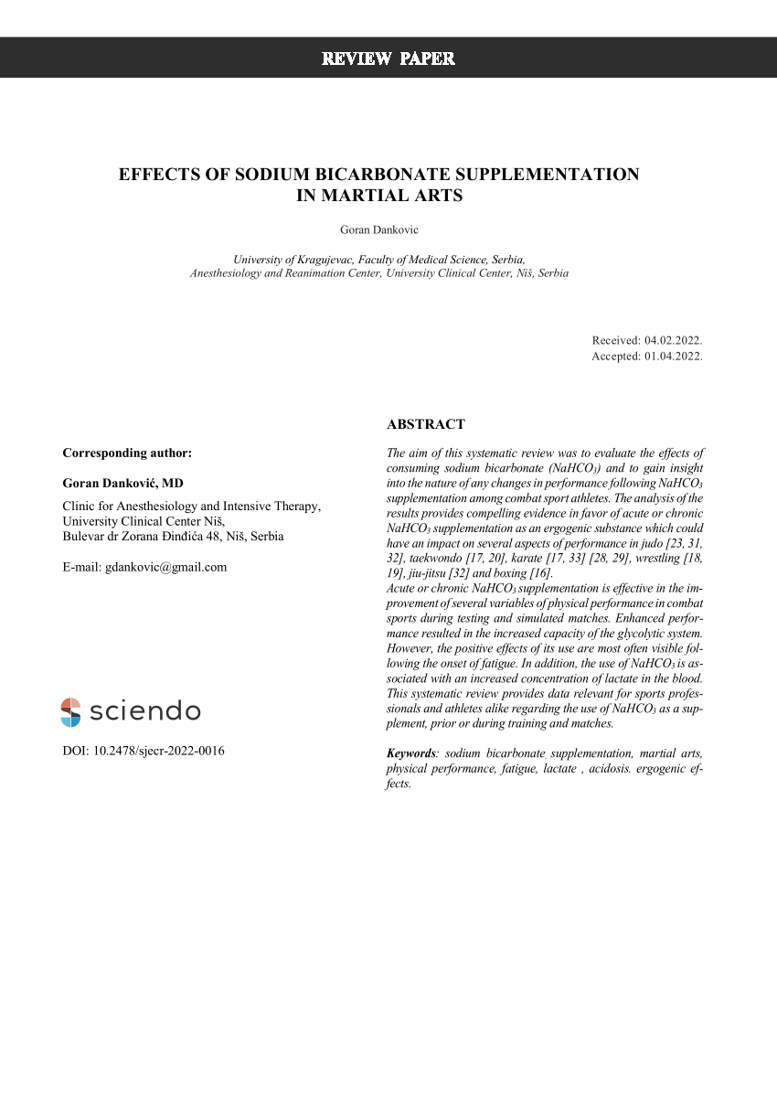 PDF) Sodium bicarbonate supplementation improves performance in