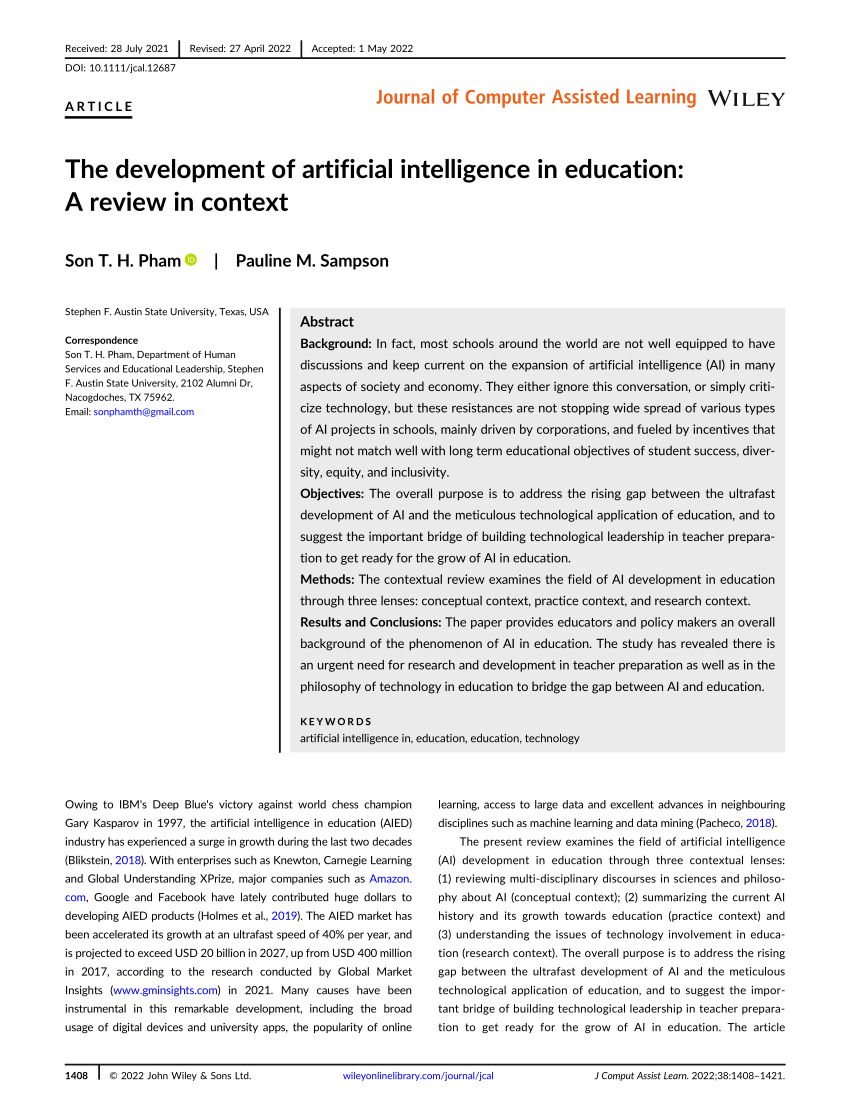 artificial intelligence in education literature review