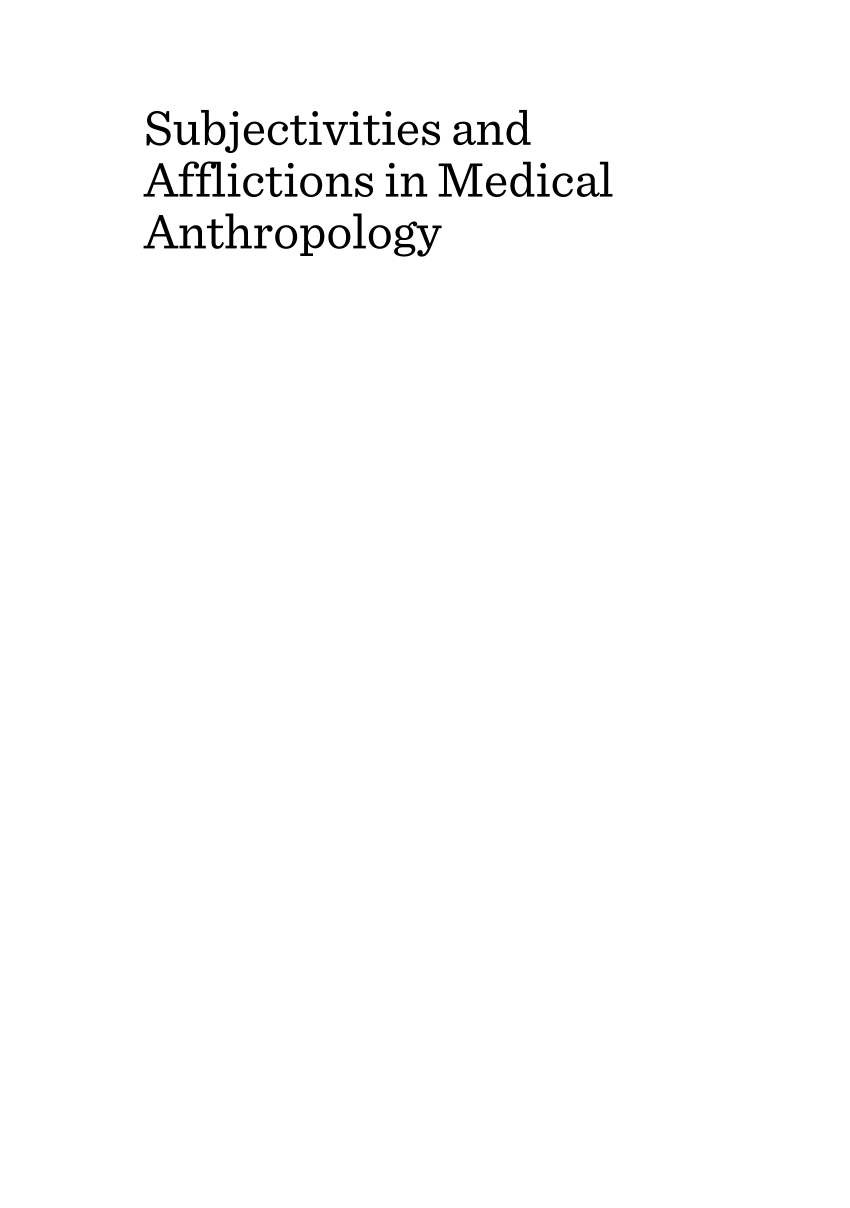 (PDF) Subjectivities and Afflictions in Medical Anthropology