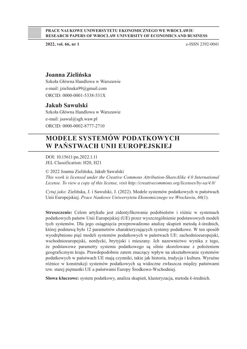 Pdf Modele Systemów Podatkowych W Państwach Unii Europejskiej 5554