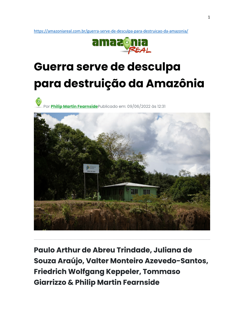 PDF) Reviravolta no Congresso Nacional ameaça Amazônia