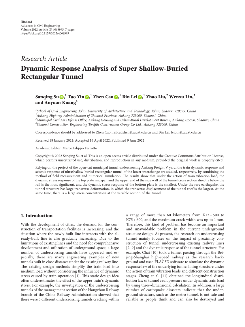 PDF Dynamic Response Analysis of Super Shallow Buried Rectangular