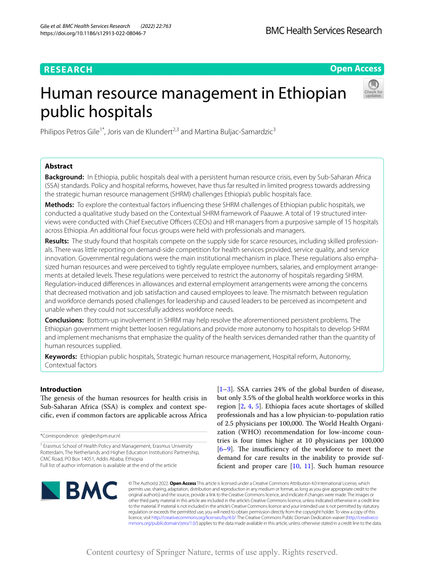article review on human resource management in ethiopia pdf