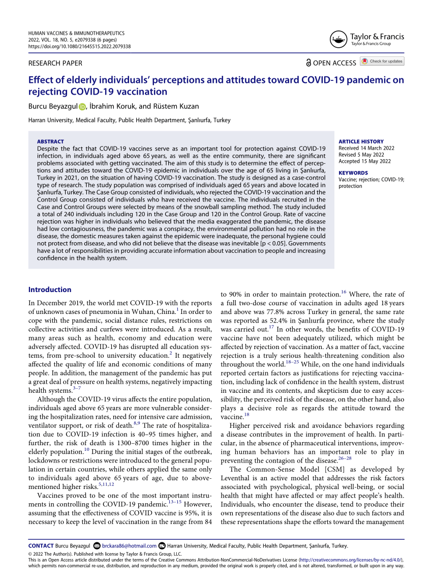 PDF Effect of elderly individuals perceptions and attitudes  