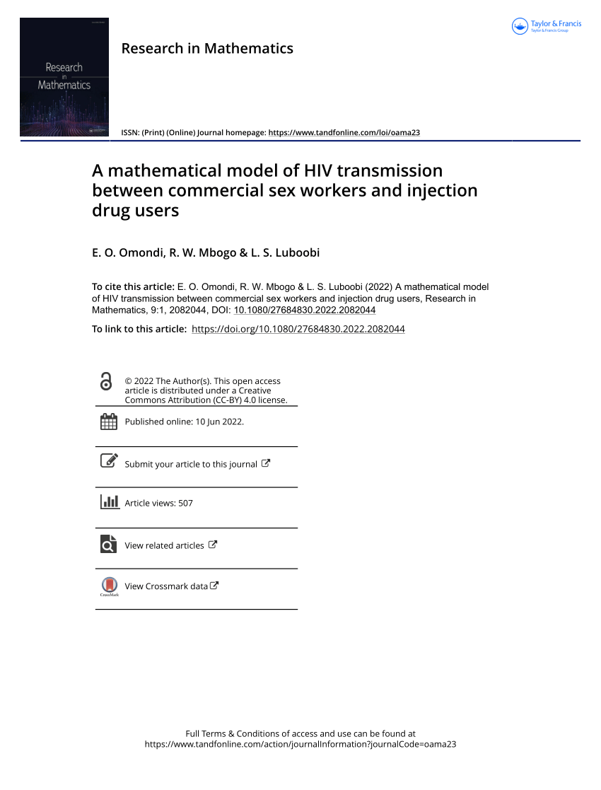 PDF) A mathematical model of HIV transmission between commercial sex  workers and injection drug users