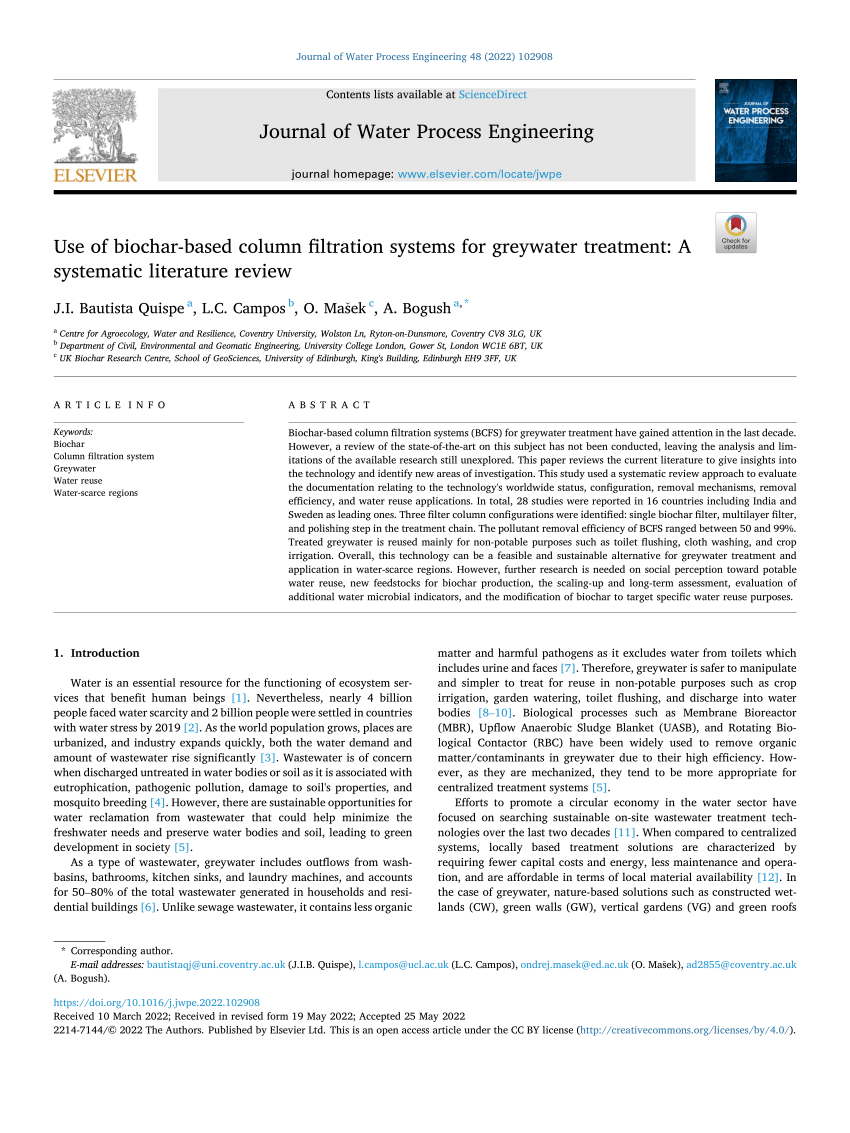 literature review on greywater treatment