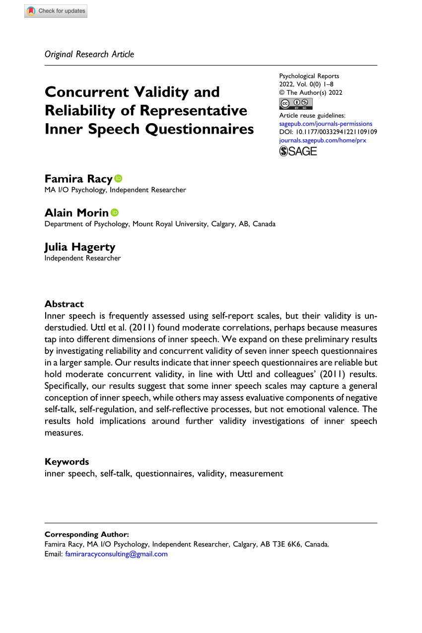 Frontiers  Measuring the Frequency of Inner-Experience Characteristics by  Self-Report: The Nevada Inner Experience Questionnaire