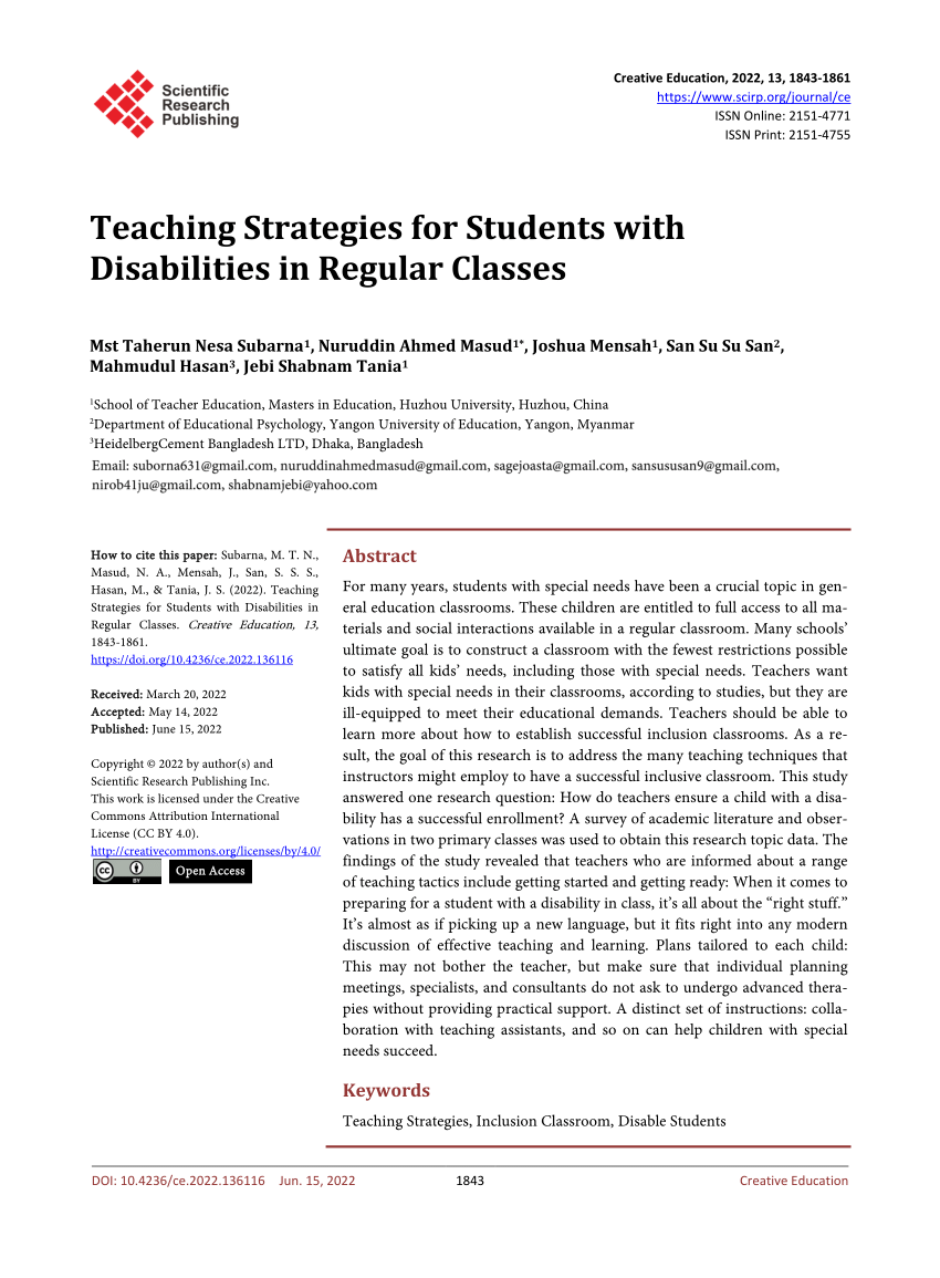 essay on teaching students with learning disabilities
