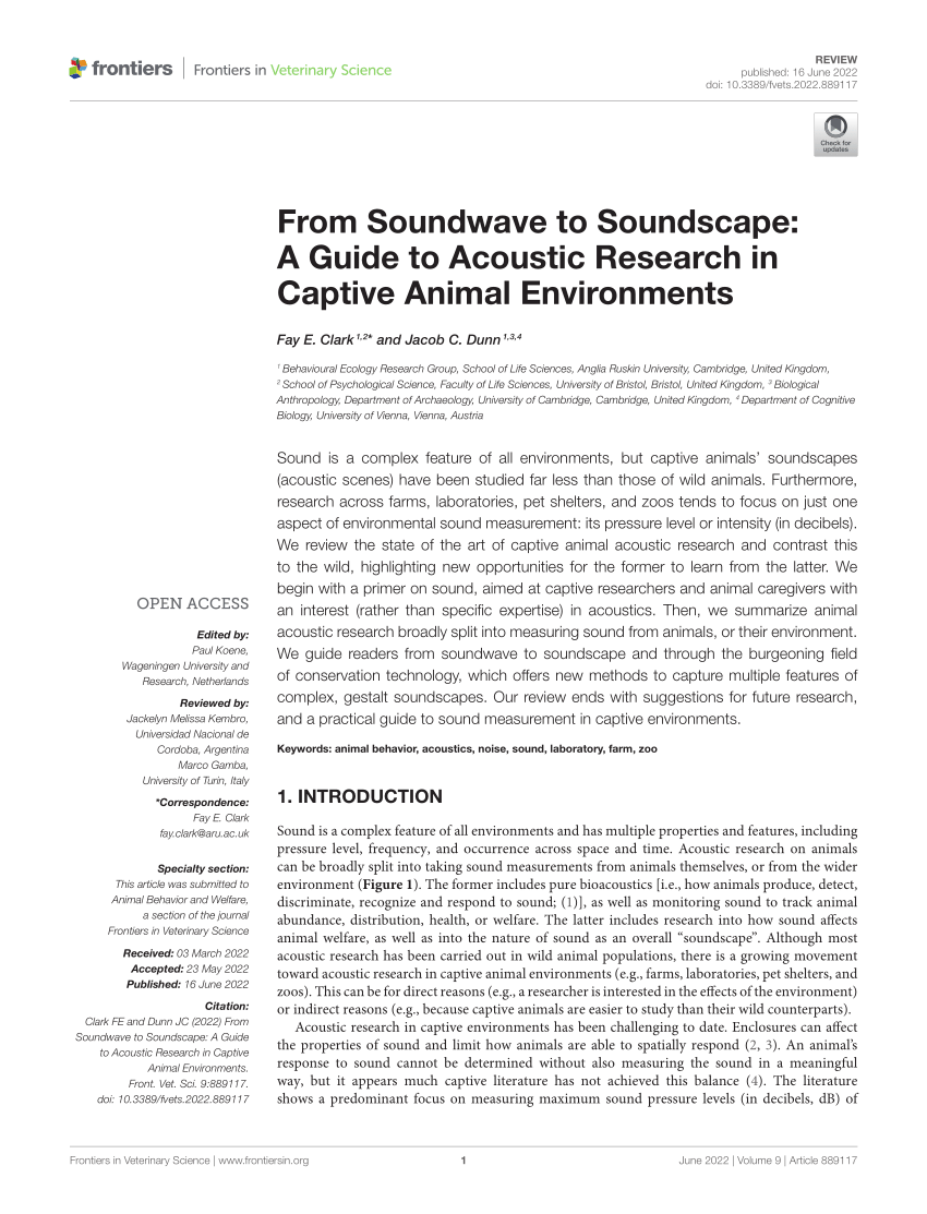 Frontiers  From Soundwave to Soundscape: A Guide to Acoustic