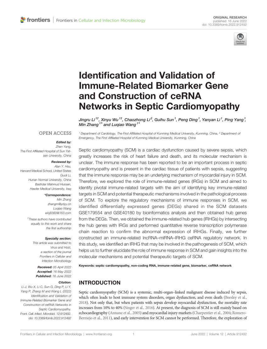 (PDF) Identification and Validation of Immune-Related Biomarker Gene
