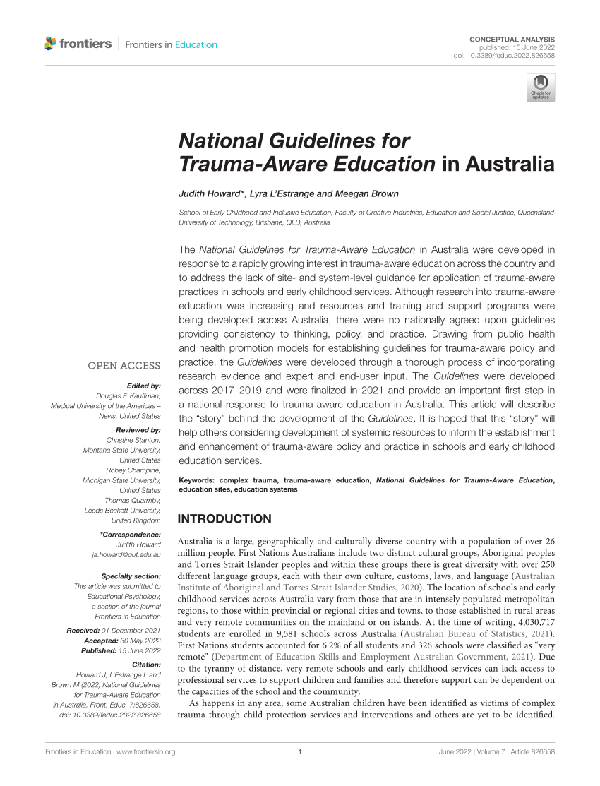 (PDF) National Guidelines for TraumaAware Education in Australia