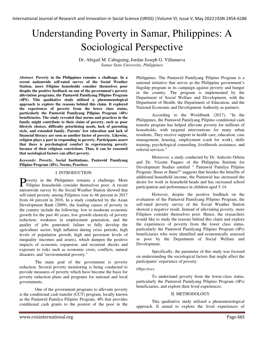 short research proposal about poverty in philippines