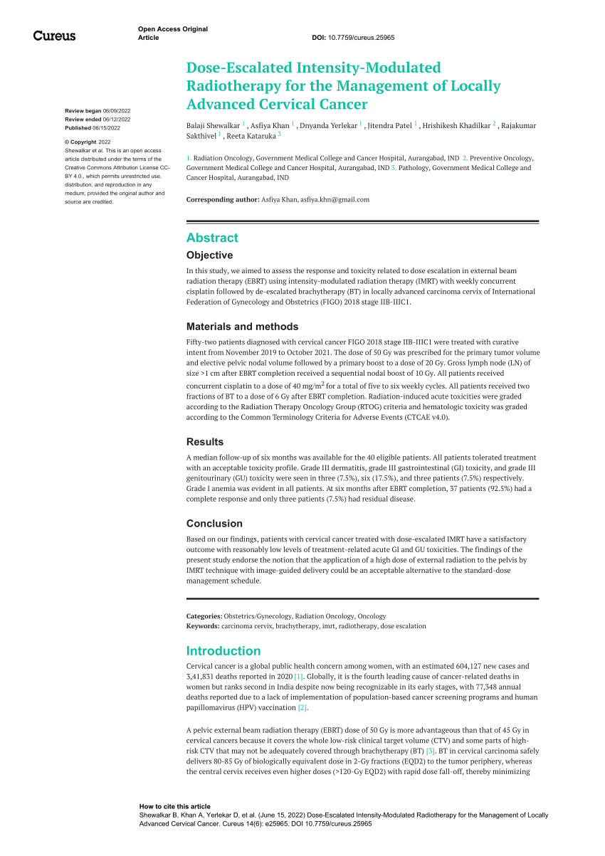 Pdf Dose Escalated Intensity Modulated Radiotherapy For The Management Of Locally Advanced