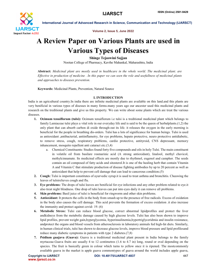 research paper of plant disease