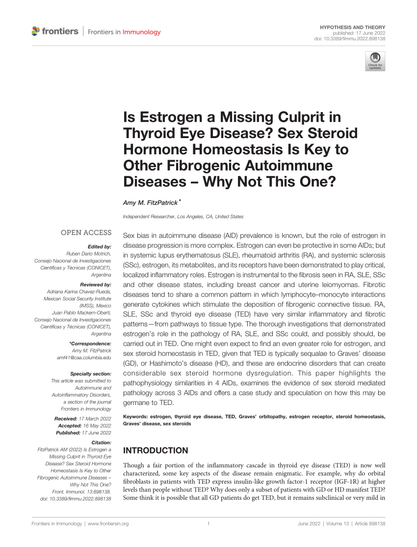 Pdf Is Estrogen A Missing Culprit In Thyroid Eye Disease Sex Steroid Hormone Homeostasis Is 