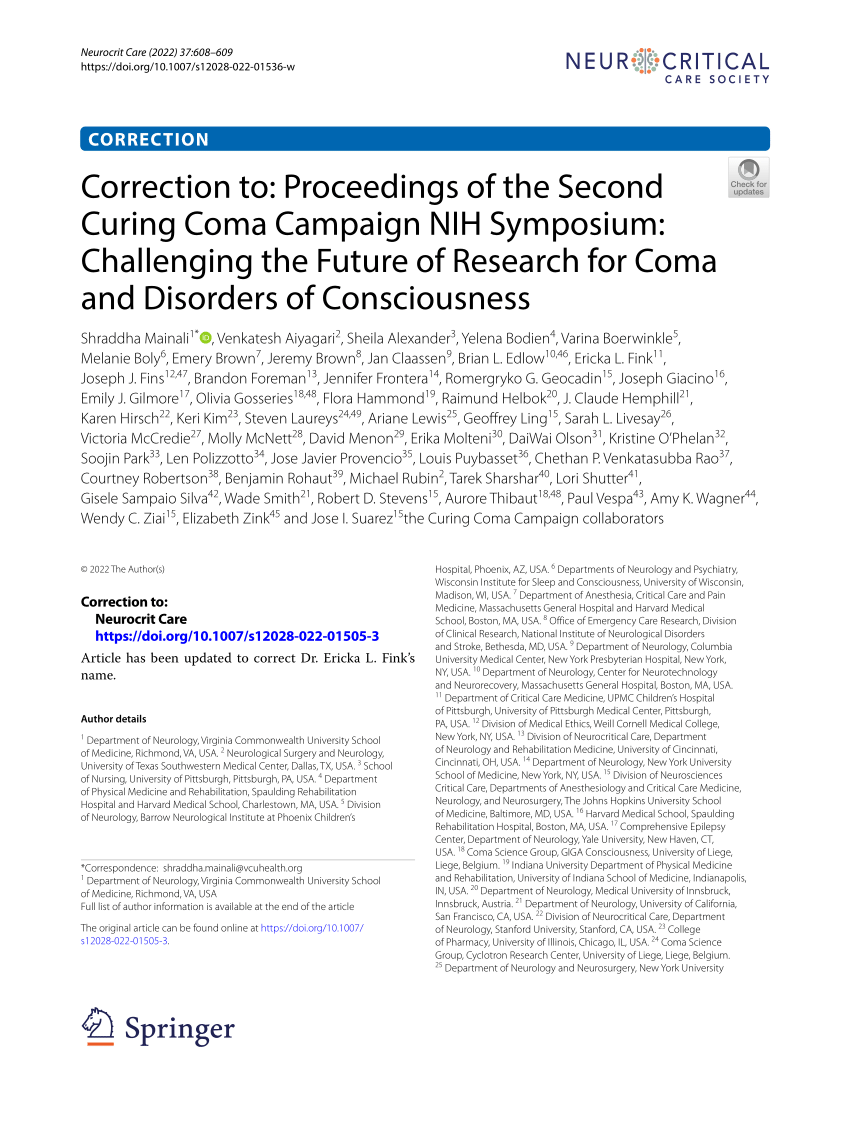 (PDF) Correction to Proceedings of the Second Curing Coma Campaign NIH