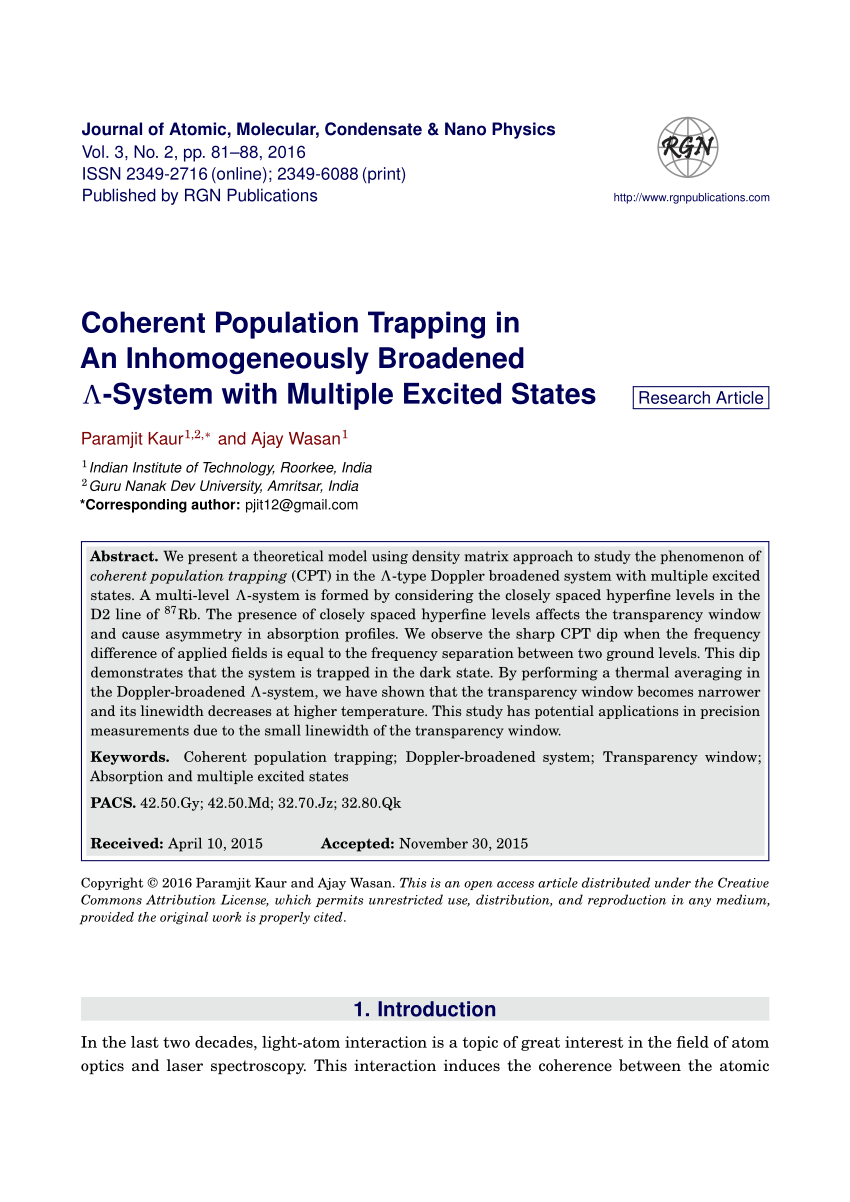 coherent population trapping thesis