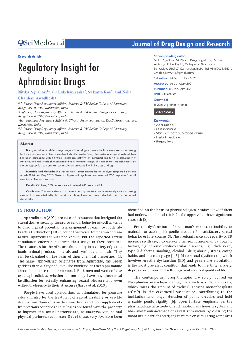 PDF Regulatory Insight for Aphrodisiac Drugs