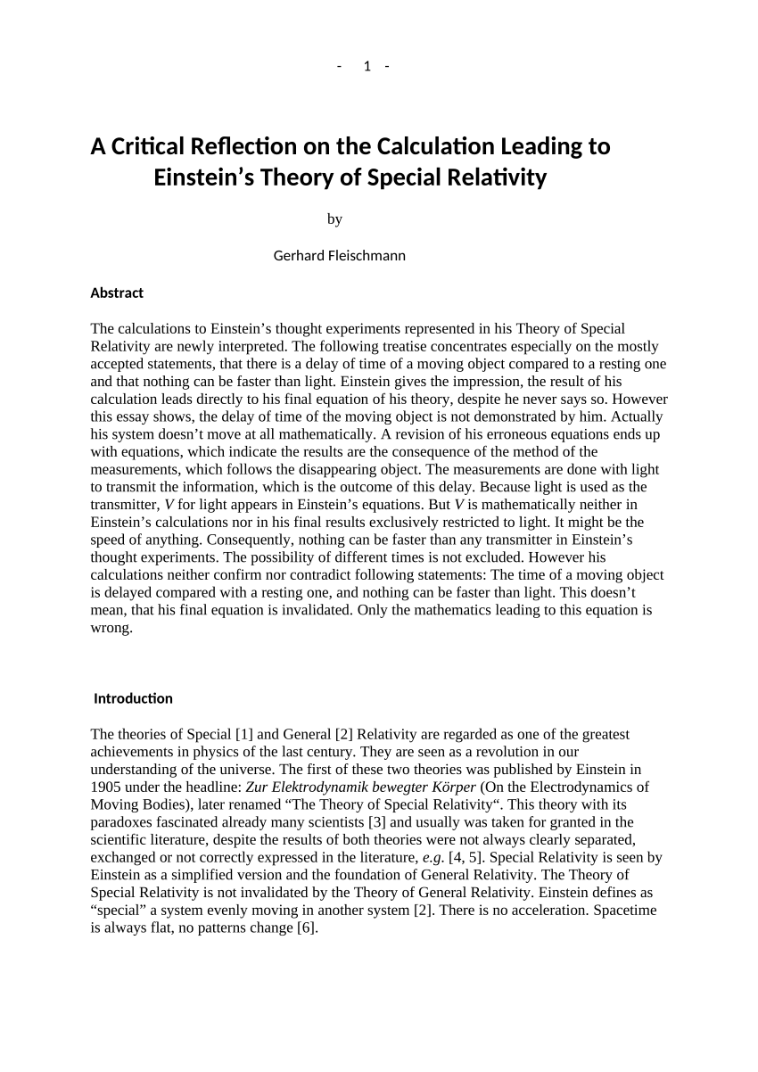 theory of relativity thesis