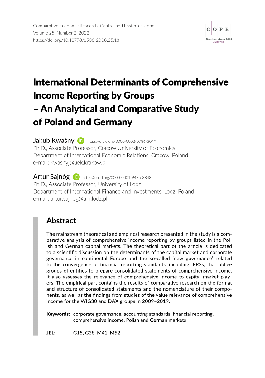 (PDF) International Determinants of Comprehensive Income Reporting by Groups – An Analytical and 