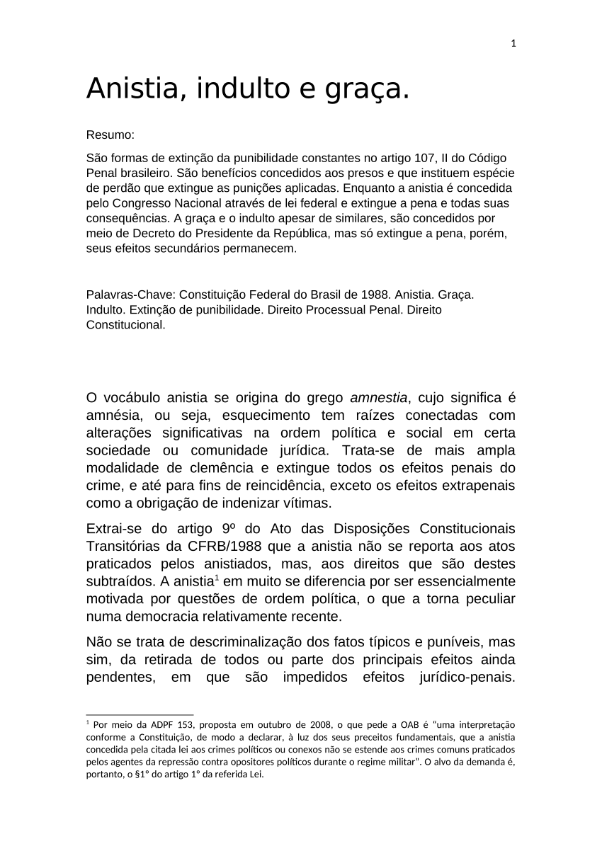 PDF) Anistia, indulto e graca