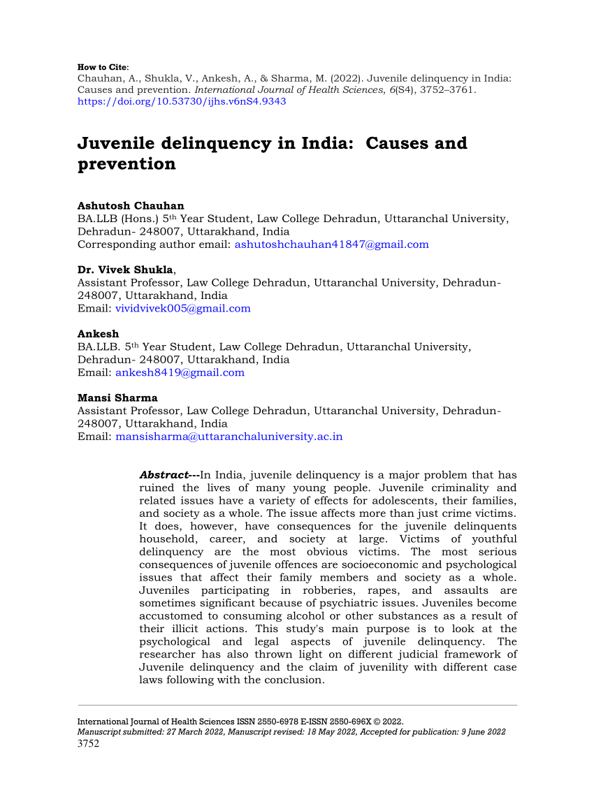 juvenile delinquency in india research paper