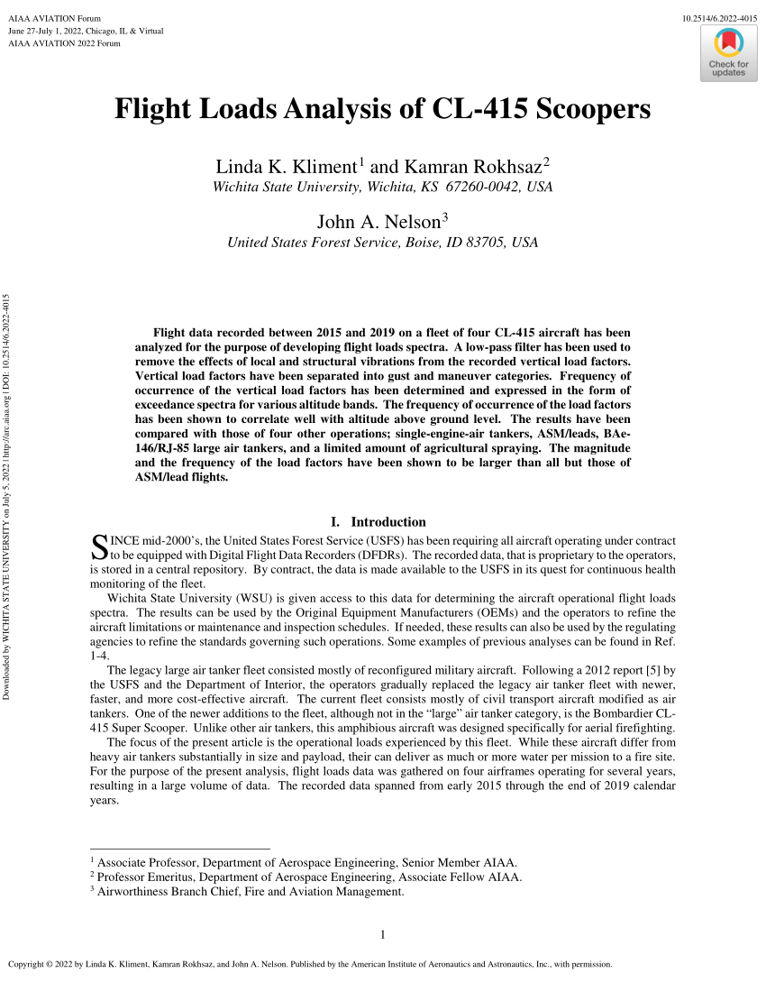 PDF Flight Loads Analysis of CL 415 Scoopers