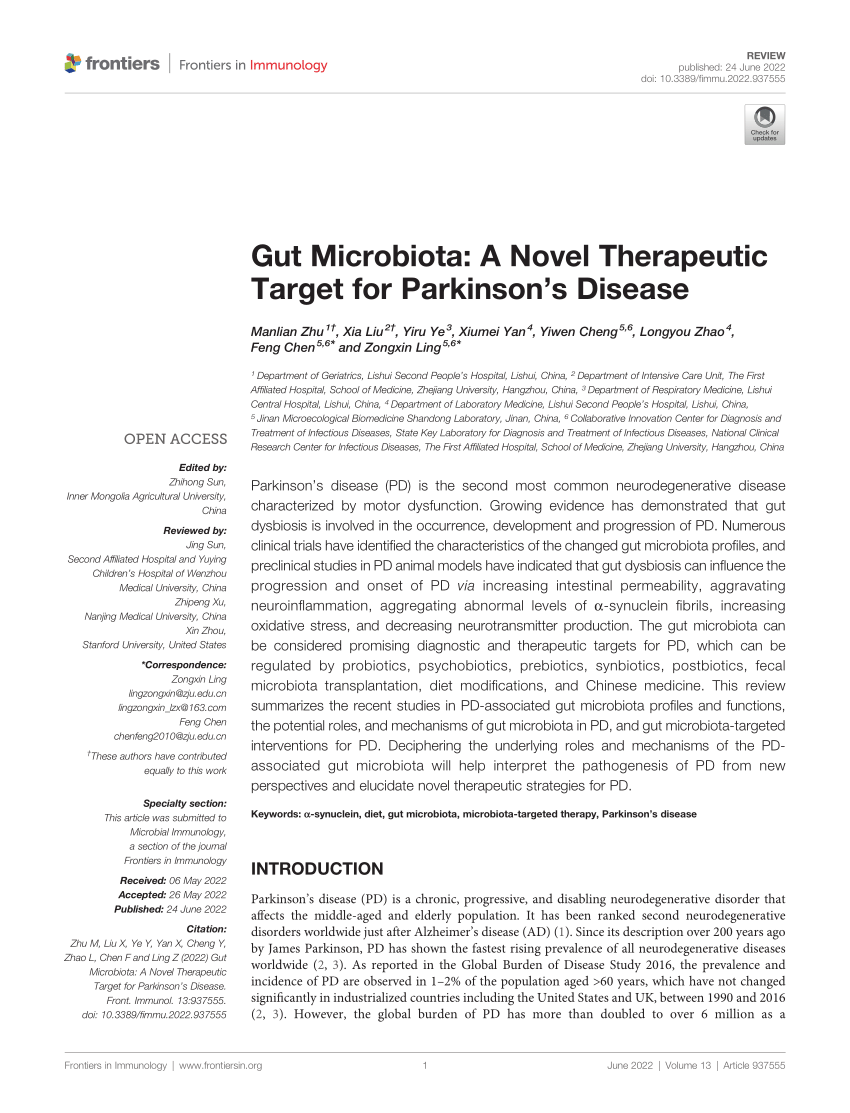 PDF) Gut Microbiota: A Novel Therapeutic Target for Parkinson's 