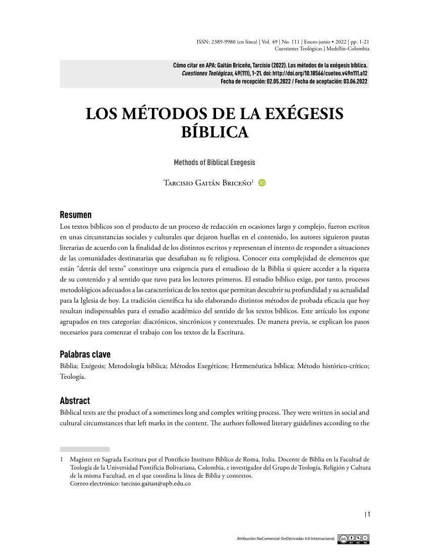 PDF) Los métodos de la exégesis bíblica