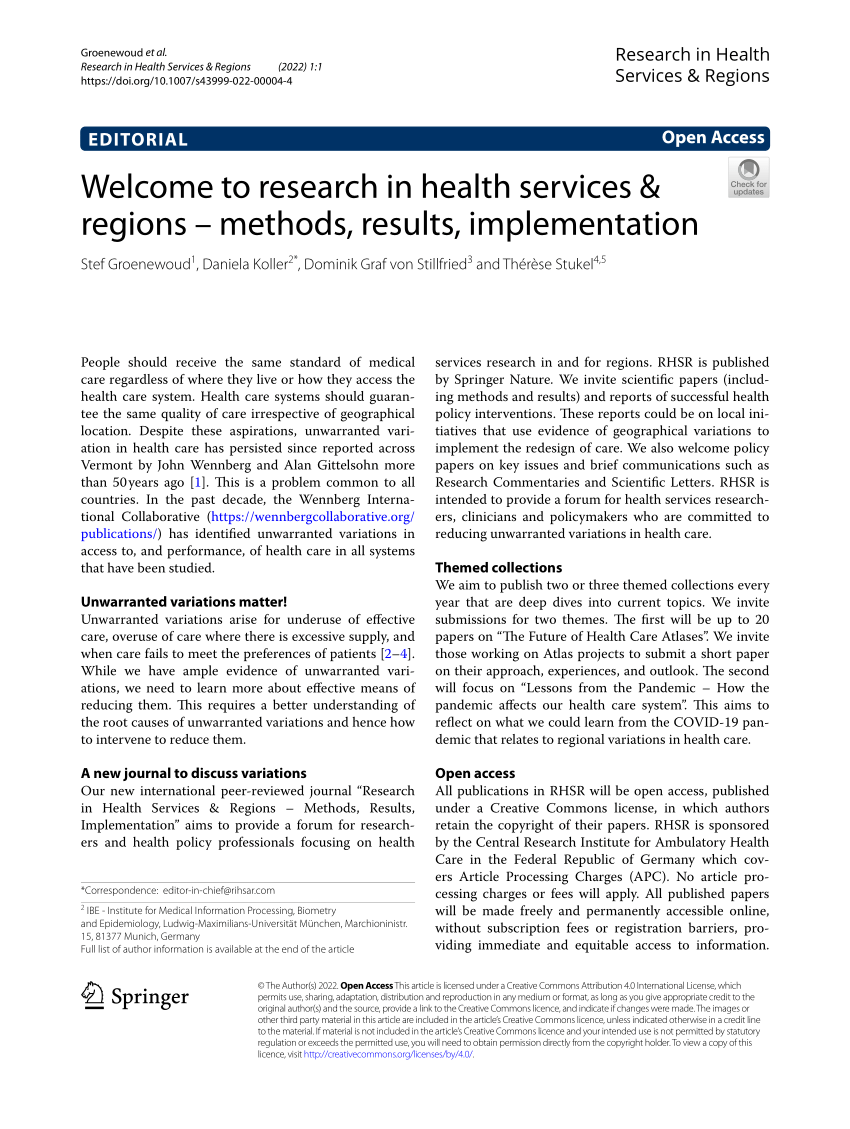 research in health services & regions impact factor